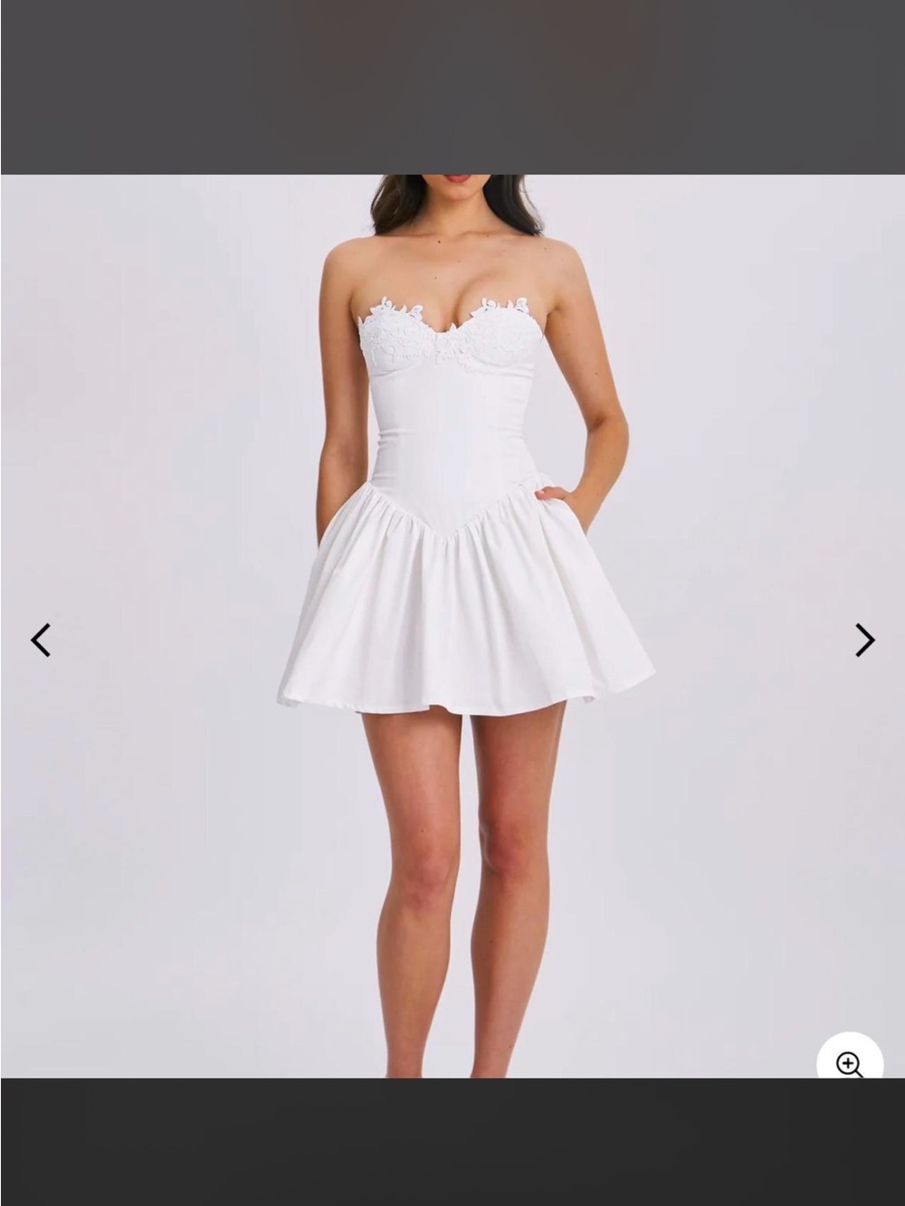 Miss Circle Strapless White Lace Bodice Mini Dress